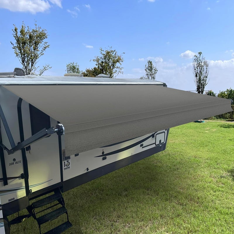 SHADEPLUS RV Awning Fabric Replacement,Camper Awning Replacement,16 oz Heavy Duty Waterproof Vinyl Universal RV Awning Replacement for All Brands Camper,Trailer, Motorhome Awnings,Smoke Grey 16'2'' - Image 1